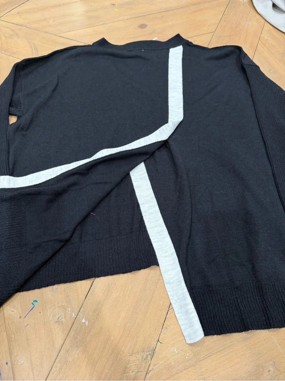 Mersea Coronado Split Back Sweater Black with White Stripe Crewneck S/M NWT - Picture 8 of 8